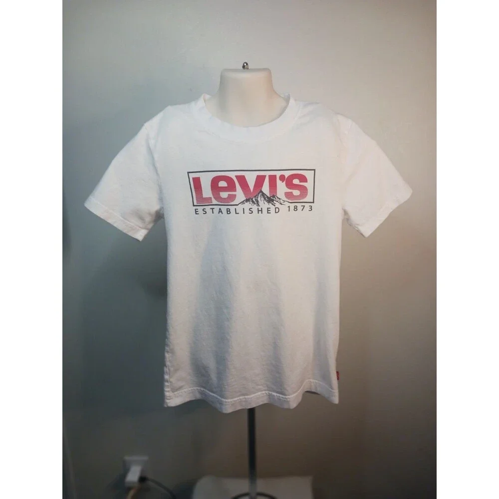 Levi's White Red Logo Graphic Crew Neck Short Sleeve T-Shirt Size 7/8
